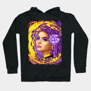 Woman with purple flower Hoodie